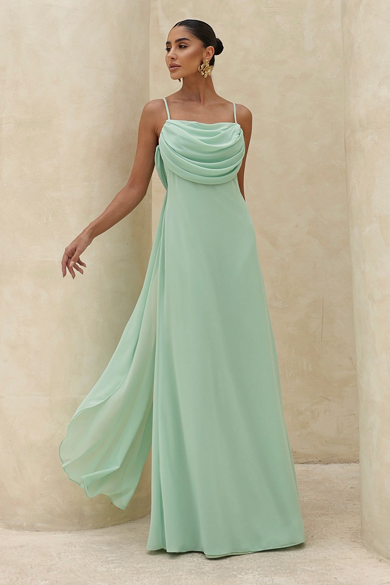 Dot Clothing - Vestido Dot Clothing Longo Eva C/ Calda e Drapeado Verde - 2844VERDE