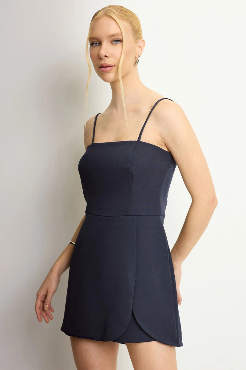 Miss Misses - Estefany Romper with Straps and Zipper, Navy Coast - 54716004