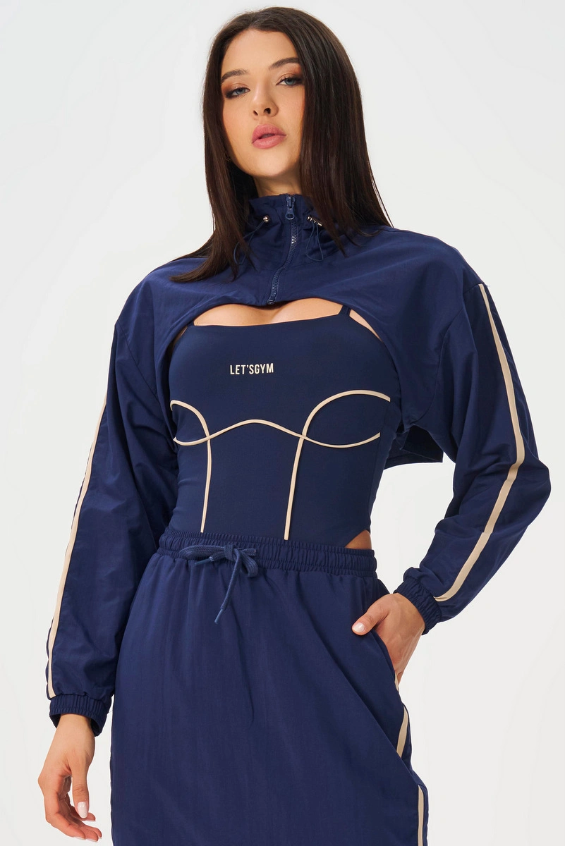 Lets Gym - Cropped Jaqueta Modern Muse Navy Blue - 3307NB