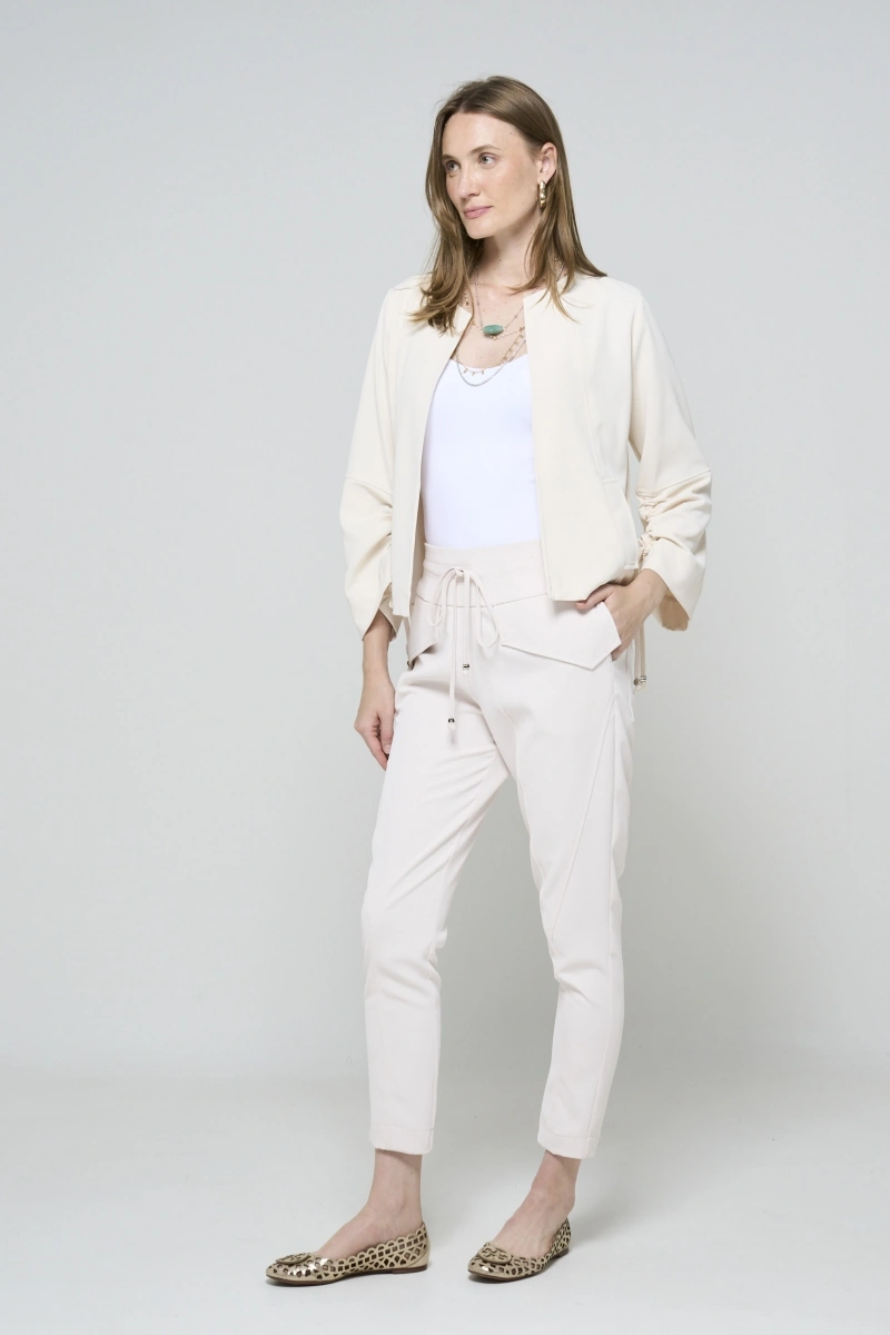 Hidrogênio - Larissa Cream Jogger Pants with Lapels - 20505016