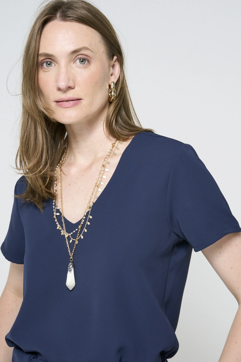 Hidrogênio - BLUSA COM DECOTE V MARINHO - 20471004