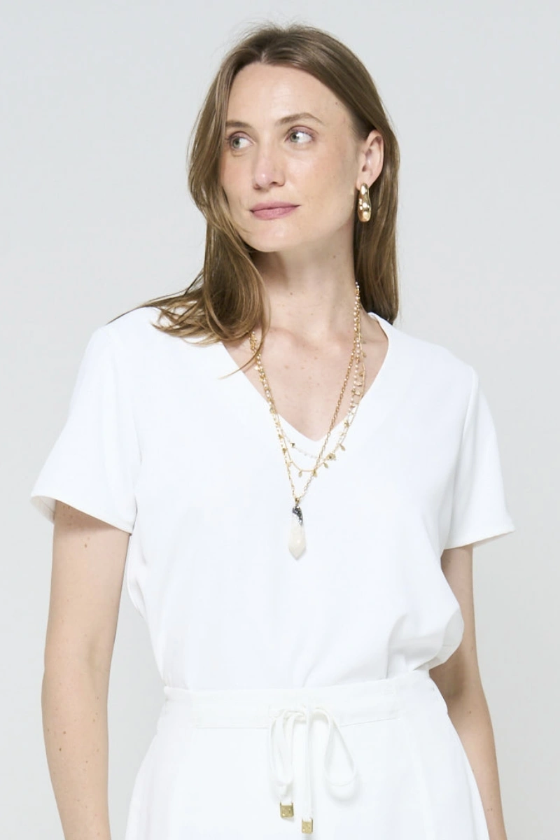 Hidrogênio - BLUSA COM DECOTE V BRANCO - 20471002