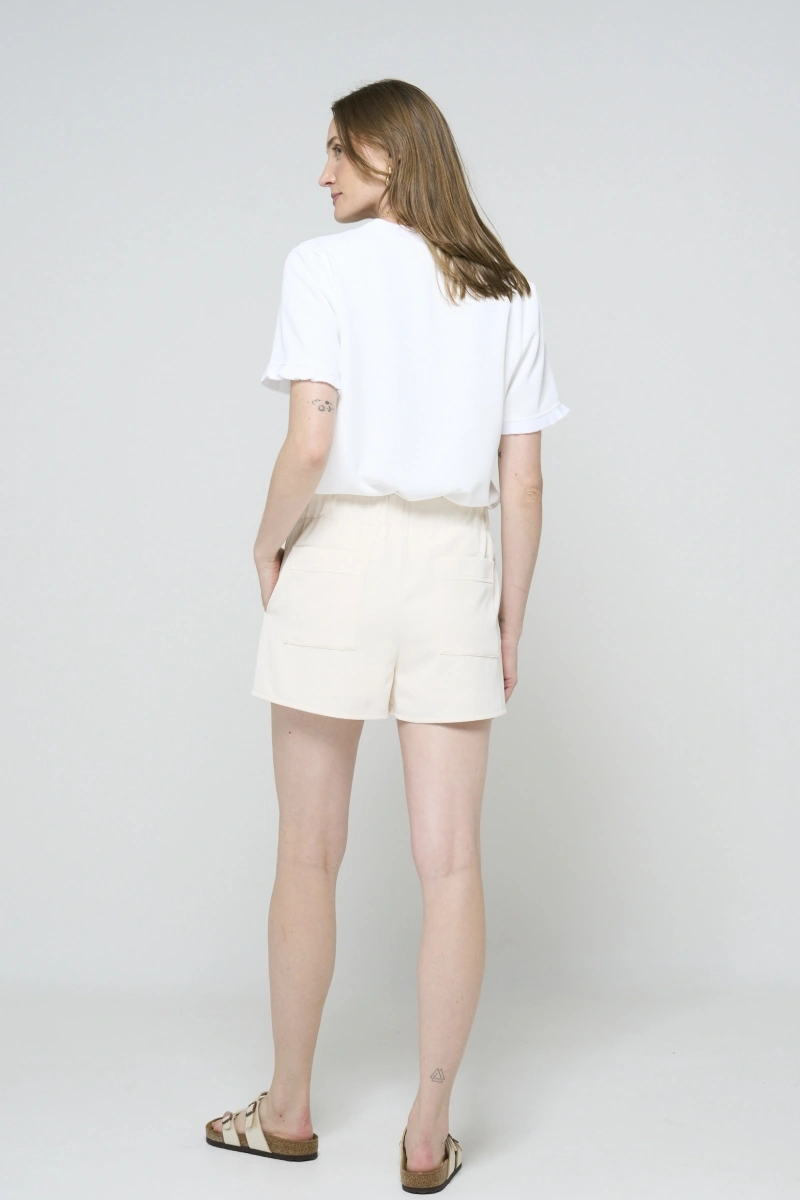 Hidrogênio - BLUSA C/ RETILINEA E BABADO BRANCO - 20572002