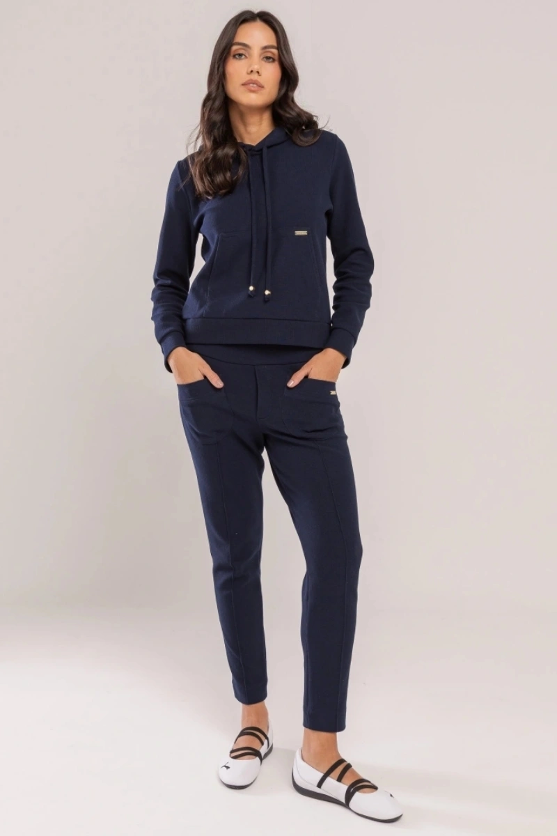 Hidrogênio - BLUSA MOLETOM DE CAPUZ MARINHO - 20690004