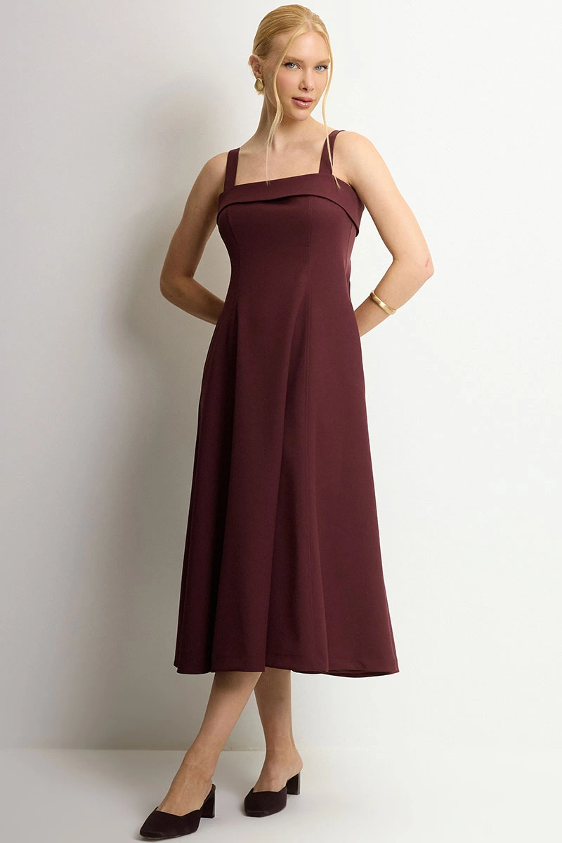 Miss Misses - Vestido Midi Teodora Vinho - 54679006