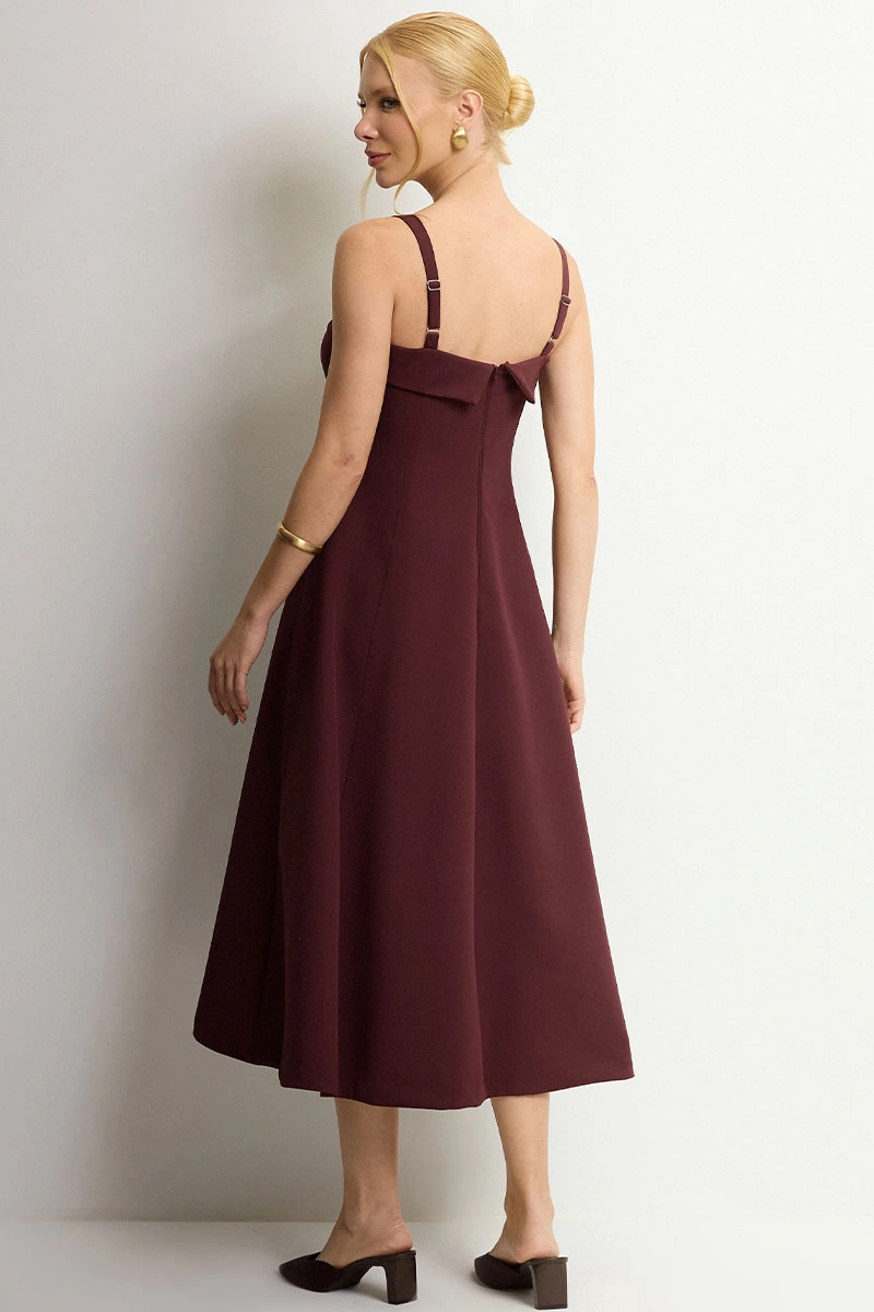 Miss Misses - Vestido Midi Teodora Vinho - 54679006