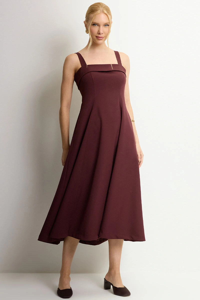 Miss Misses - Vestido Midi Teodora Vinho - 54679006