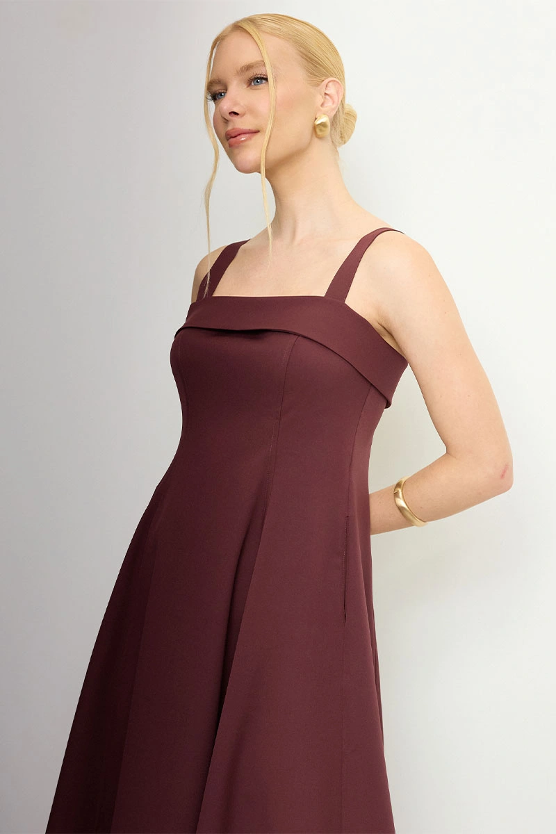 Miss Misses - Vestido Midi Teodora Vinho - 54679006