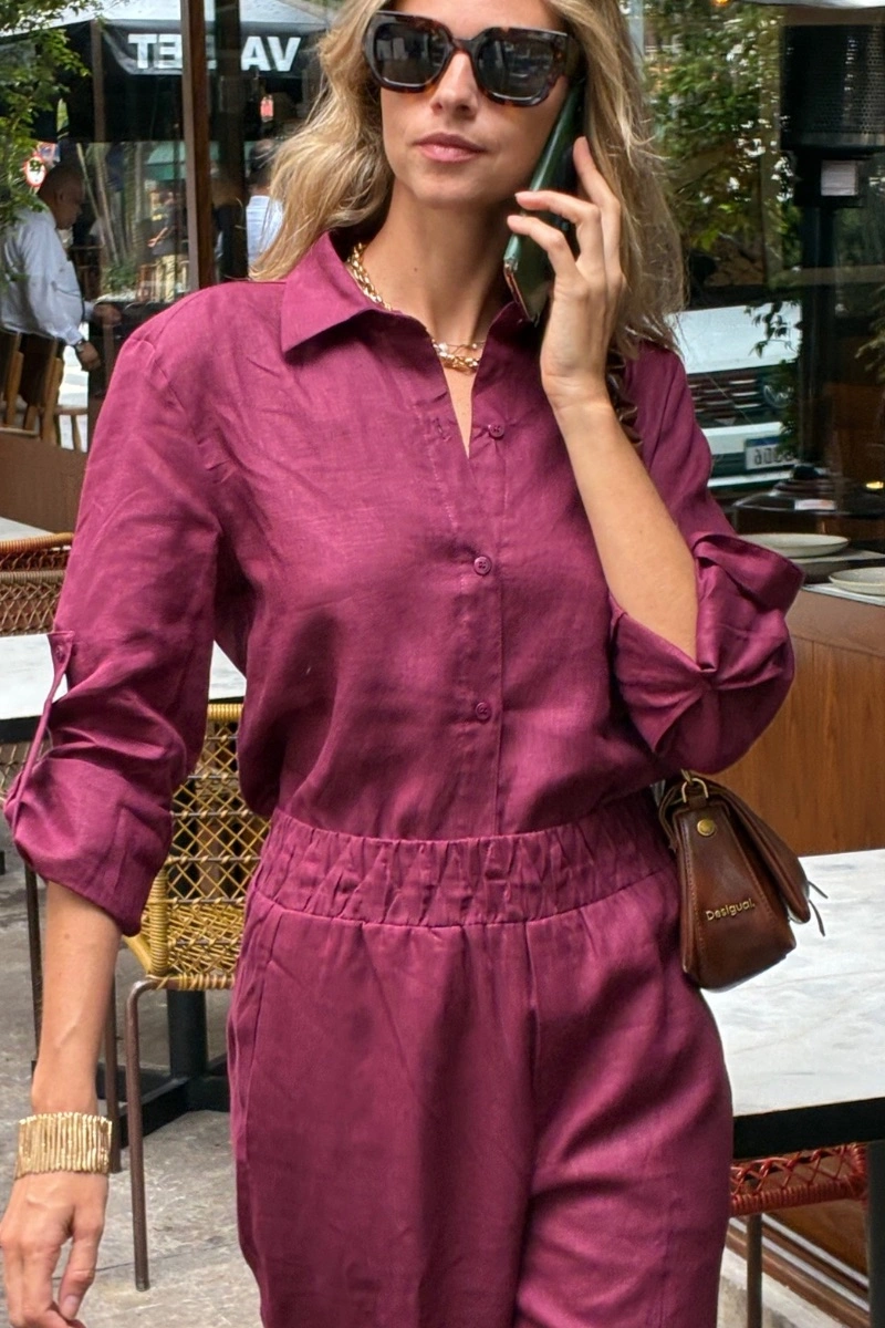 Hidrogênio - 100% LINEN SHIRT IN WINE COLOR - 19875043