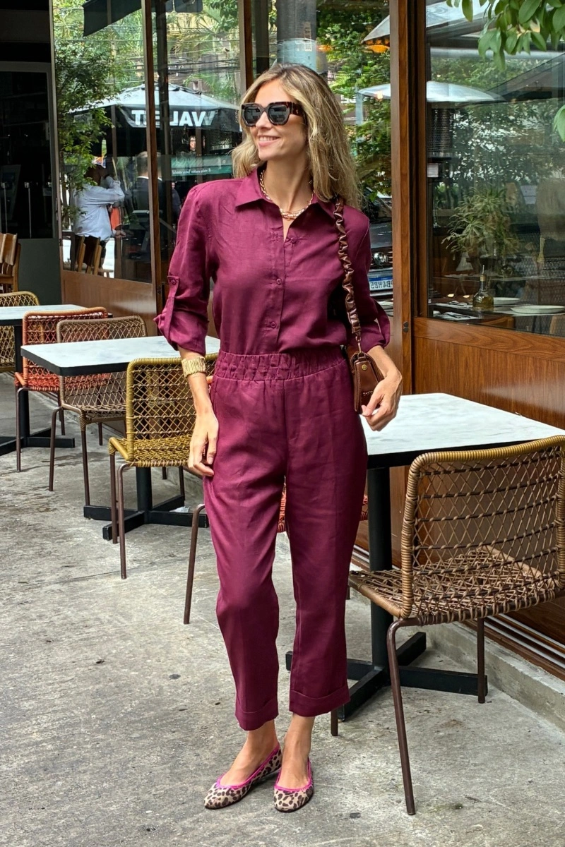 Hidrogênio - 100% LINEN SHIRT IN WINE COLOR - 19875043