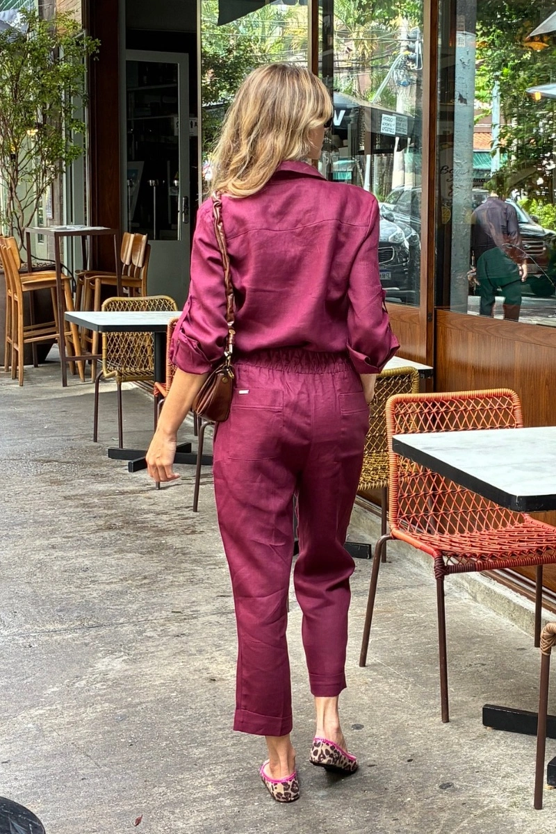 Hidrogênio - 100% LINEN SHIRT IN WINE COLOR - 19875043