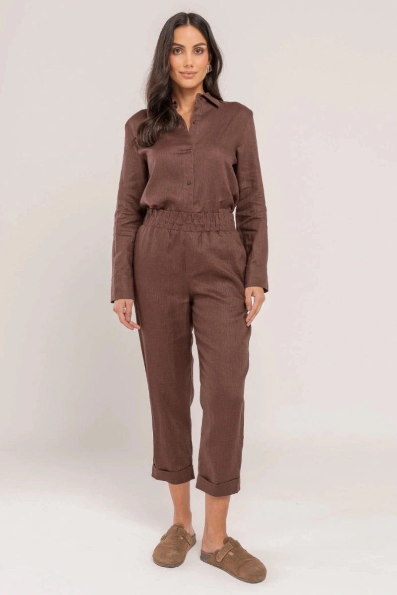 Hidrogênio - CAMISA DE LINHO 100% CHOCOLATE - 19875032