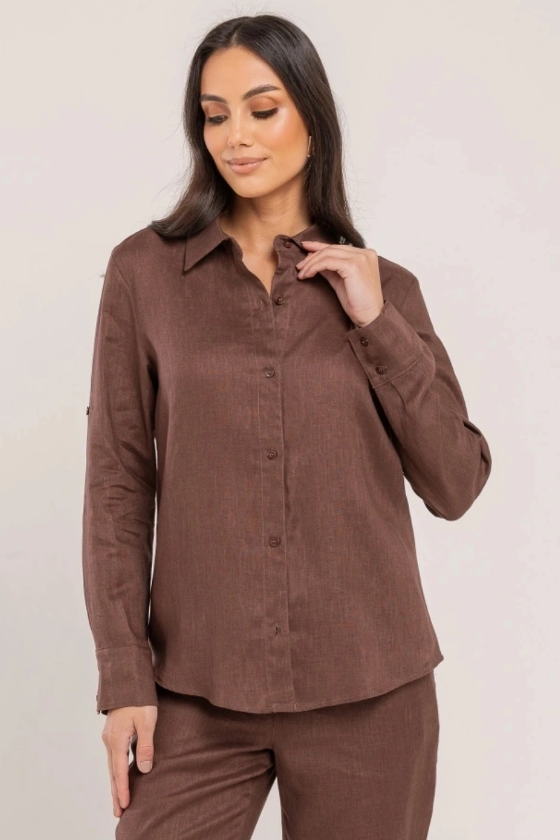 Hidrogênio - CAMISA DE LINHO 100% CHOCOLATE - 19875032