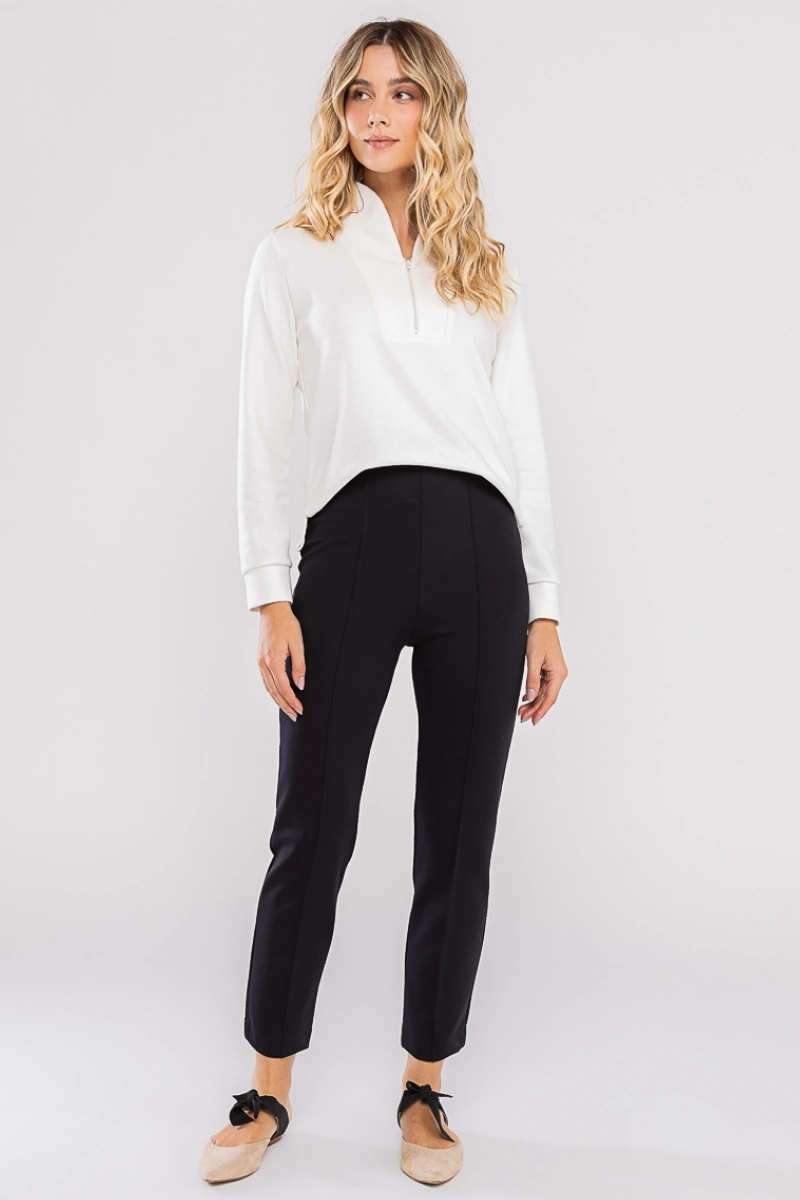 Hidrogênio - Black straight leg pants with ribbed detail. - 20694001