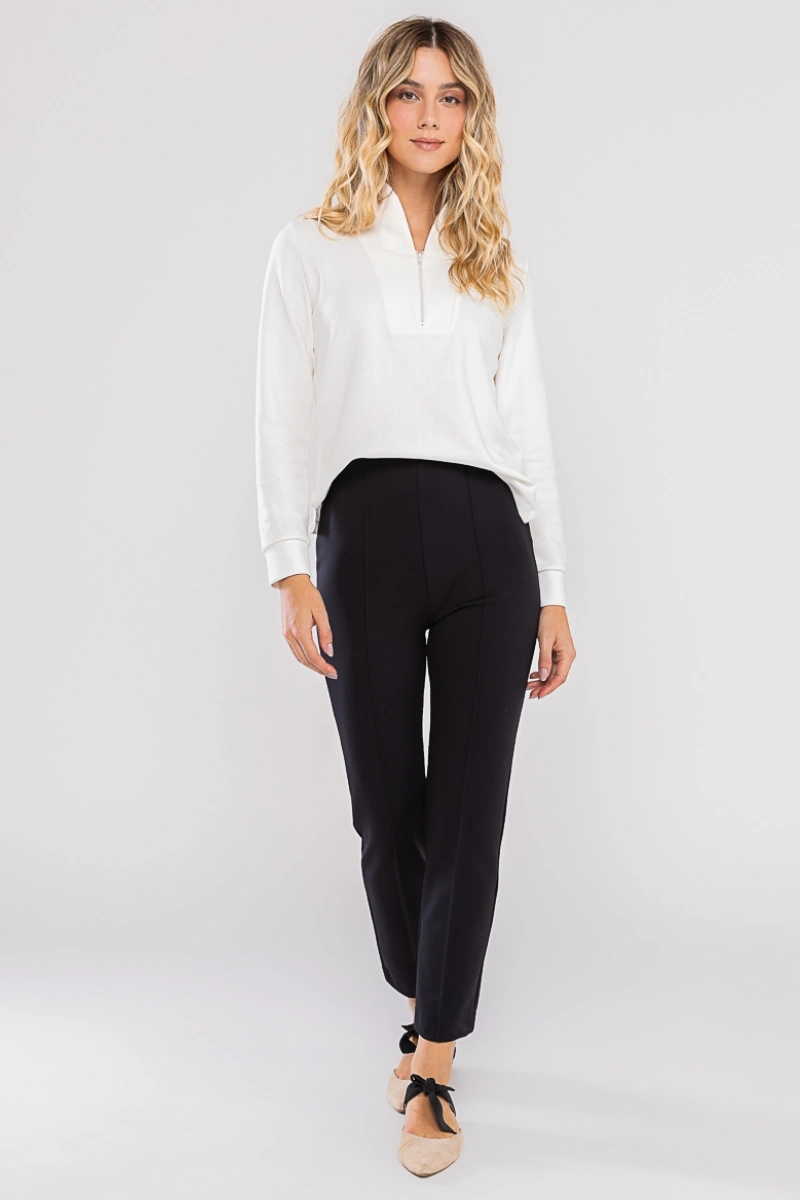 Hidrogênio - Black straight leg pants with ribbed detail. - 20694001