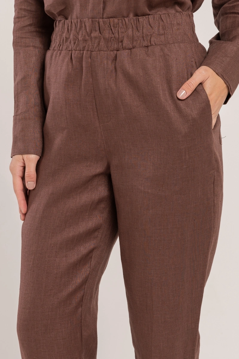 Hidrogênio - CALÇA CENOURA POLIANA LINHO 100% CHOCOLATE - 19886032