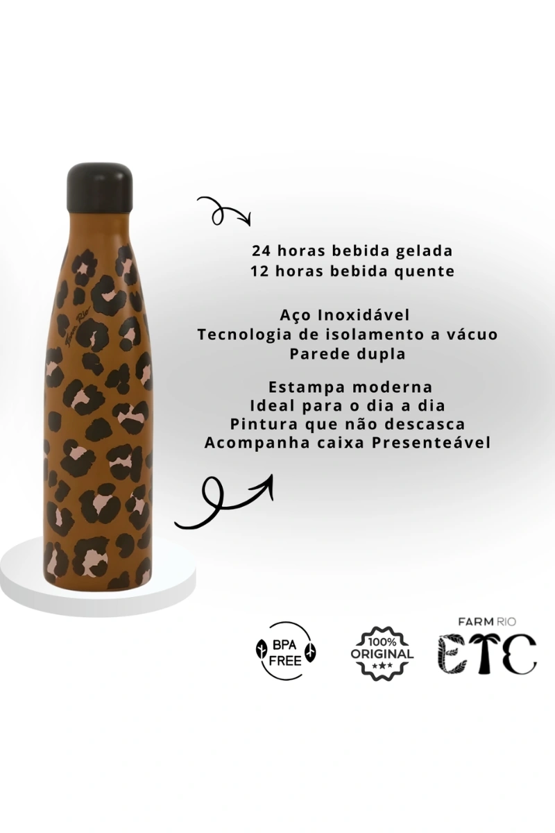 FARM - FARM GLUB 500ML THERMAL BOTTLE TRAVELER ONÇA - 78331545