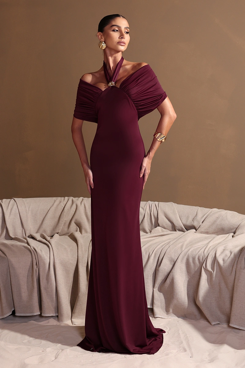 Dot Clothing - Dress Dot Clothing Melina Longo Choker Bordo - 2960BORDO