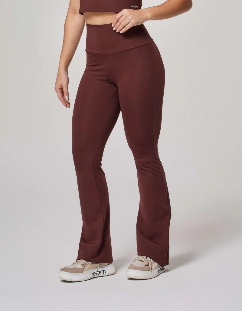 Vestem - Flare Ballerina Shape-Up Pants Ju Brown Leather - BAI112.ESS.C0711
