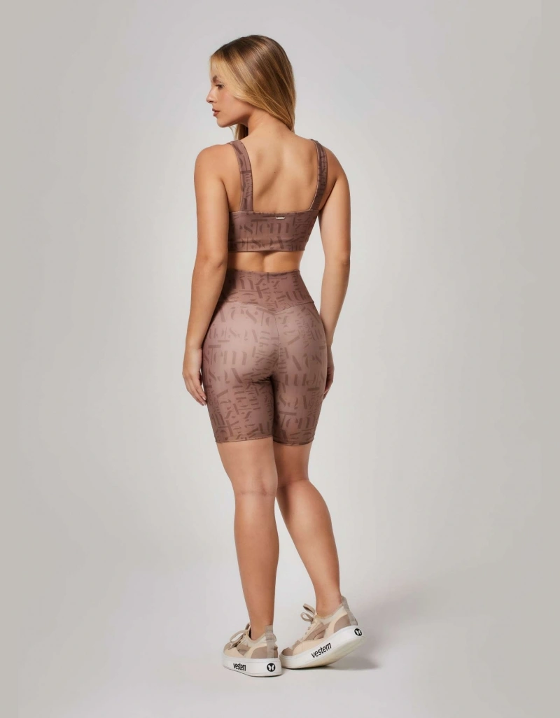 Vestem - Shorts Shape Up Logomania Myst Vestem Brown Chestnut - BER234.ESS.E1382.O26