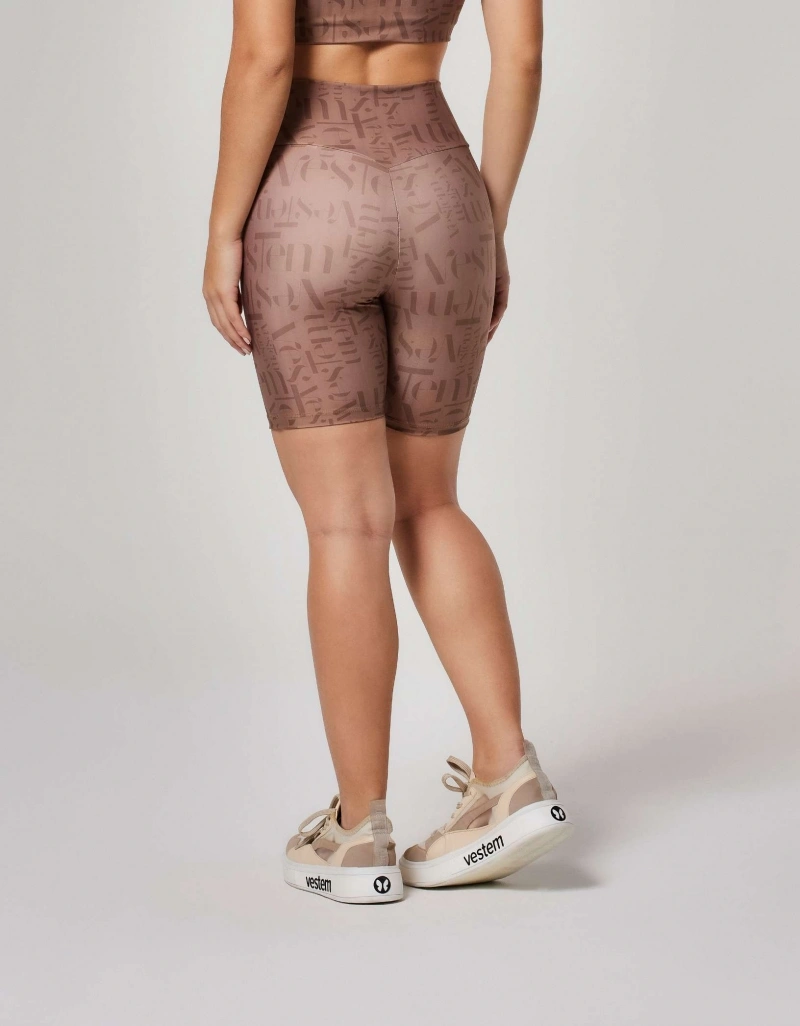 Vestem - Shorts Shape Up Logomania Myst Vestem Brown Chestnut - BER234.ESS.E1382.O26