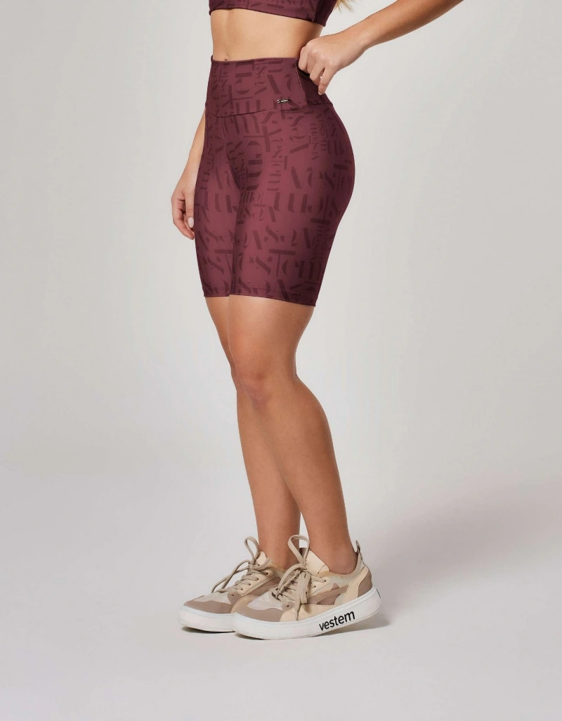 Vestem - Shorts Shape Up Logomania Myst Vestem Vermelho Barolo - BER234.ESS.E1381.O26