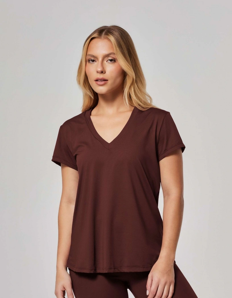 Vestem - Blusa Manga Curta Dry Fit Janice Marrom Couro - BMC31.ESS.C0711