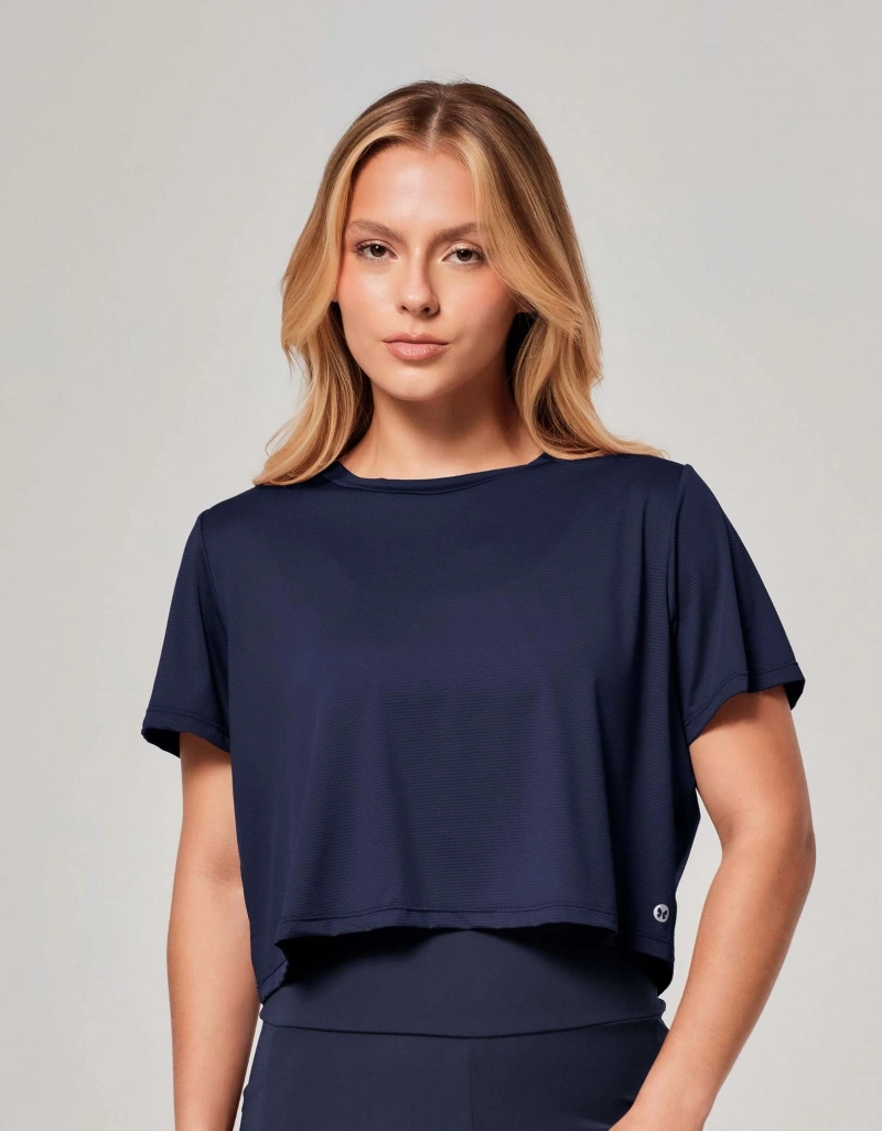 Vestem - Blusa Manga Curta Dry Fit Aitana Marinho Escuridão - BMC644.ESS.C0173