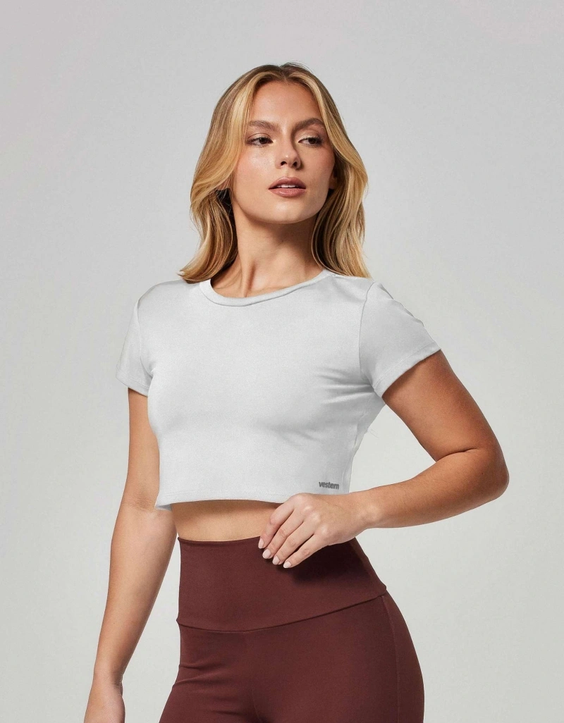 Vestem - Short-Sleeved Cropped Shirt, White - BMC824.ESS.C0001