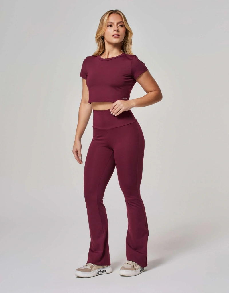 Vestem - Short-Sleeved Cropped Shirt, Ju Red Wine - BMC824.ESS.C0667