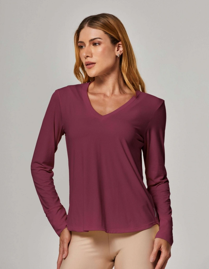 Vestem - Long Sleeve Dry Fit Shirt Janice Wine Red - BML16.ESS.C0667