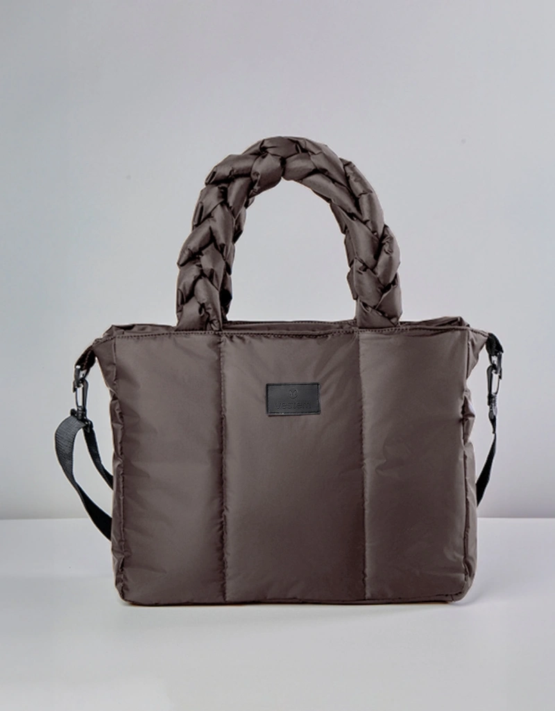 Vestem - Hand Bag with Mameshssê Braid, Coffee Brown - BOL66.C0601