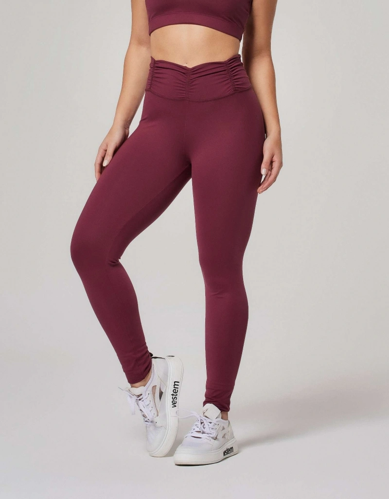 Vestem - Wine Red Leggings with Ruffled Waistband - FS11.ESS.C0667
