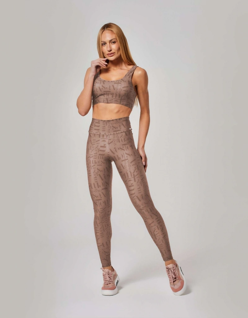 Vestem - Myst Vestem Brown Logomania Shape Up Leggings - FS1372.ESS.E1382.O26