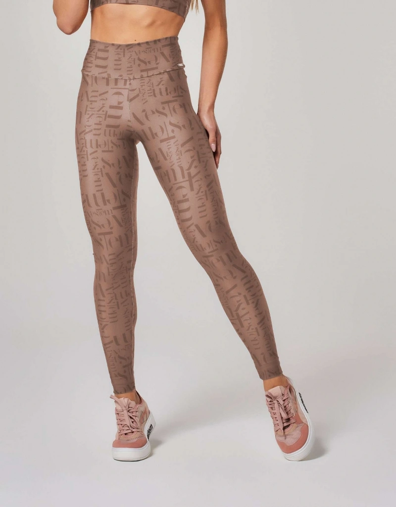 Vestem - Myst Vestem Brown Logomania Shape Up Leggings - FS1372.ESS.E1382.O26