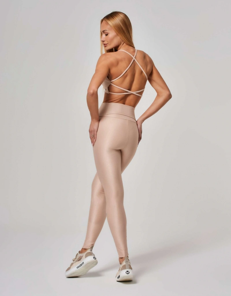 Vestem - Beige Egypt Shine Leggings with Pockets - FS1554.ESS.C0438