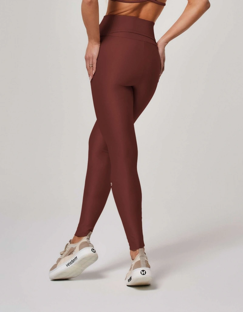Vestem - Sepia Brown Shine Leggings with Pockets - FS1554.ESS.C0697