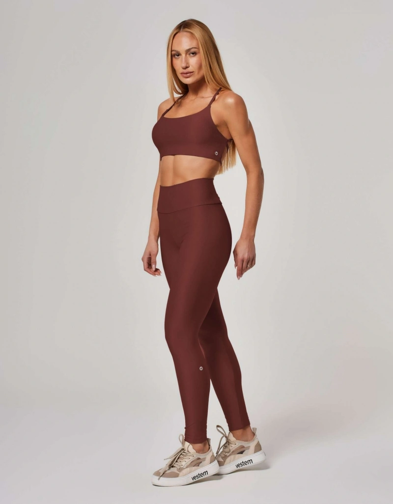 Vestem - Sepia Brown Shine Leggings with Pockets - FS1554.ESS.C0697