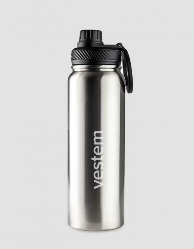 Vestem - Vestem Magnetic Thermal Bottle 750ml with Smartphone Tripod, Gray Stainless Steel - GAR04.C0759