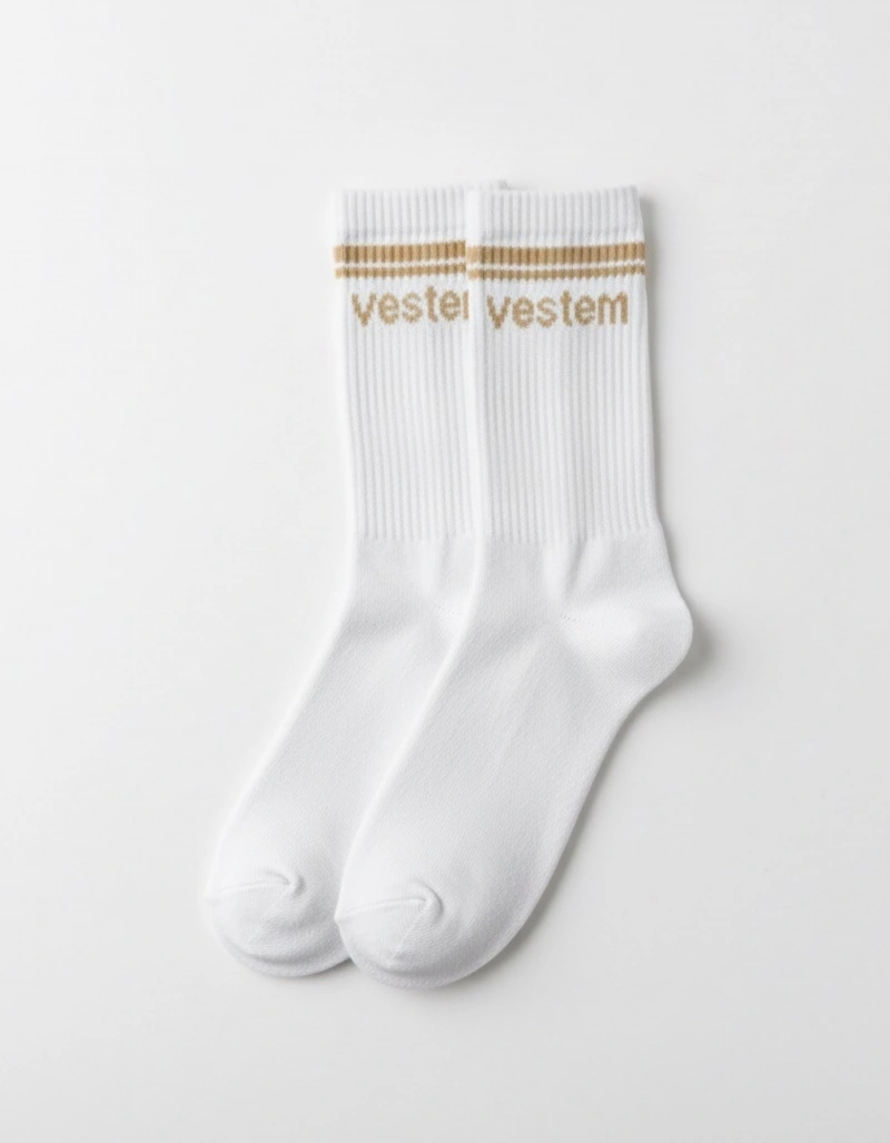 Vestem - Meia Cano Longo Fem. Vestem Branco e Bege - MEI20.C0726