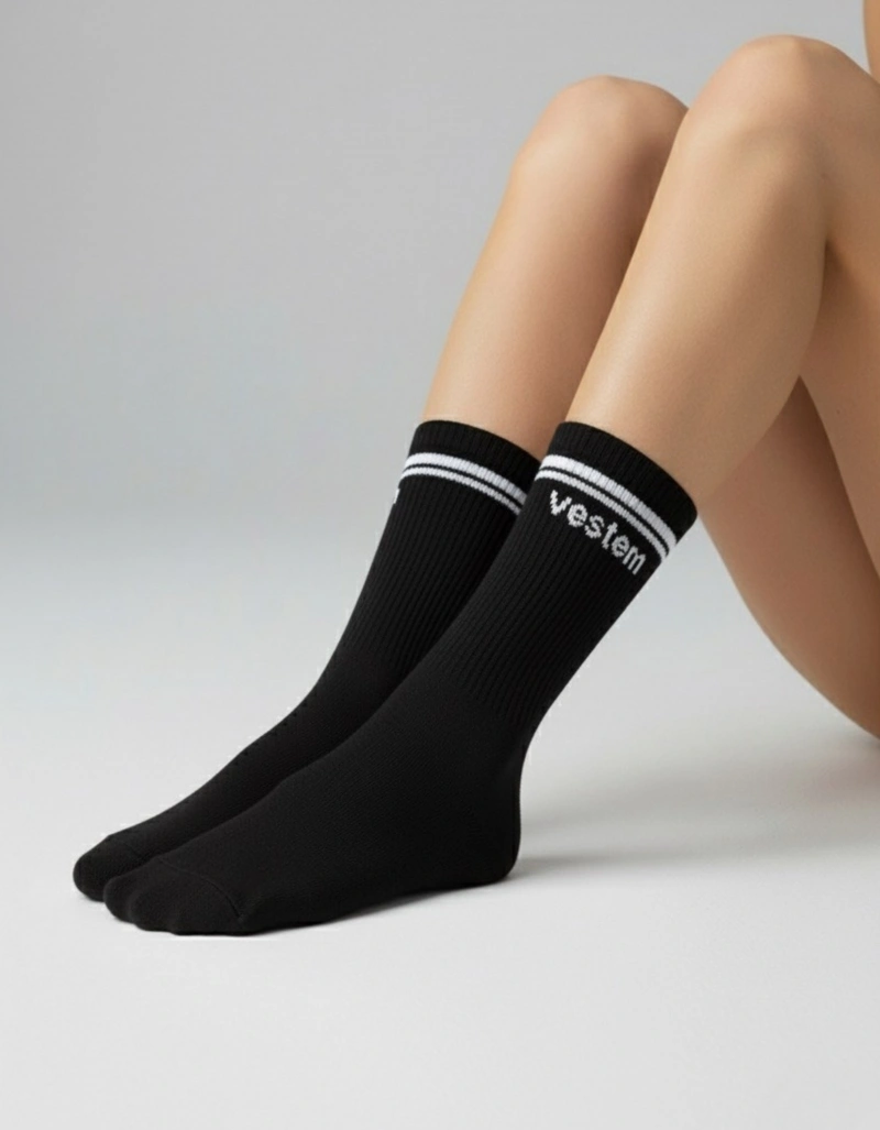Vestem - Meia Cano Longo Fem. Vestem Preto e Branco - MEI20.C0310