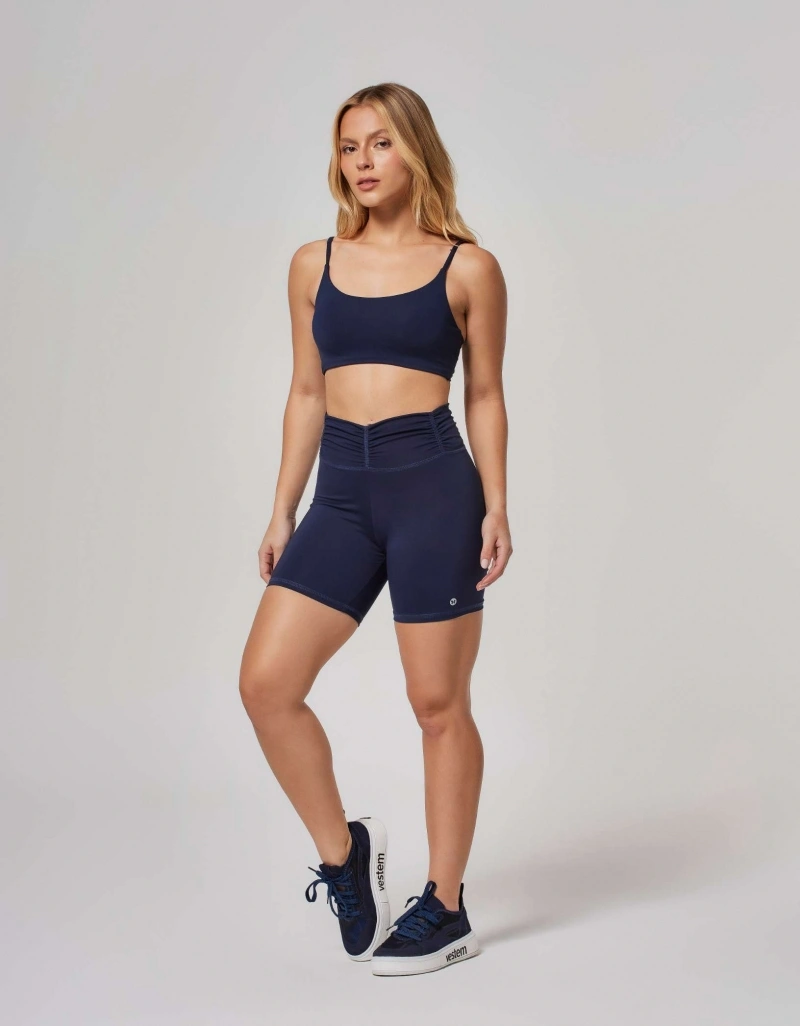 Vestem - Dark Navy Blue Ruffled Waistband Shorts - SH18.ESS.C0173