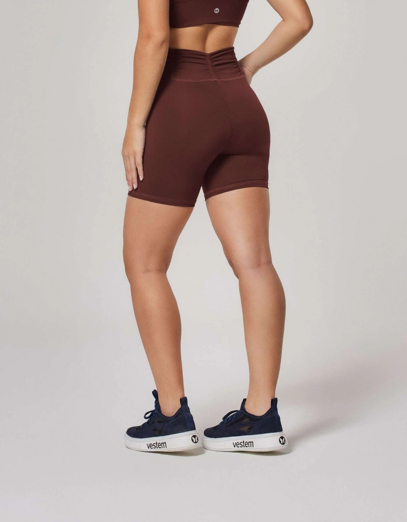 Vestem - Brown Leather Shorts with Frill Waistband - SH18.ESS.C0711