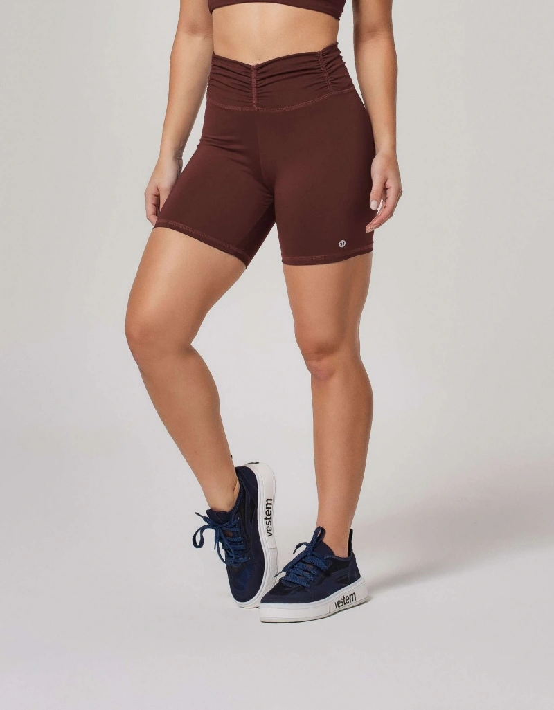 Vestem - Brown Leather Shorts with Frill Waistband - SH18.ESS.C0711