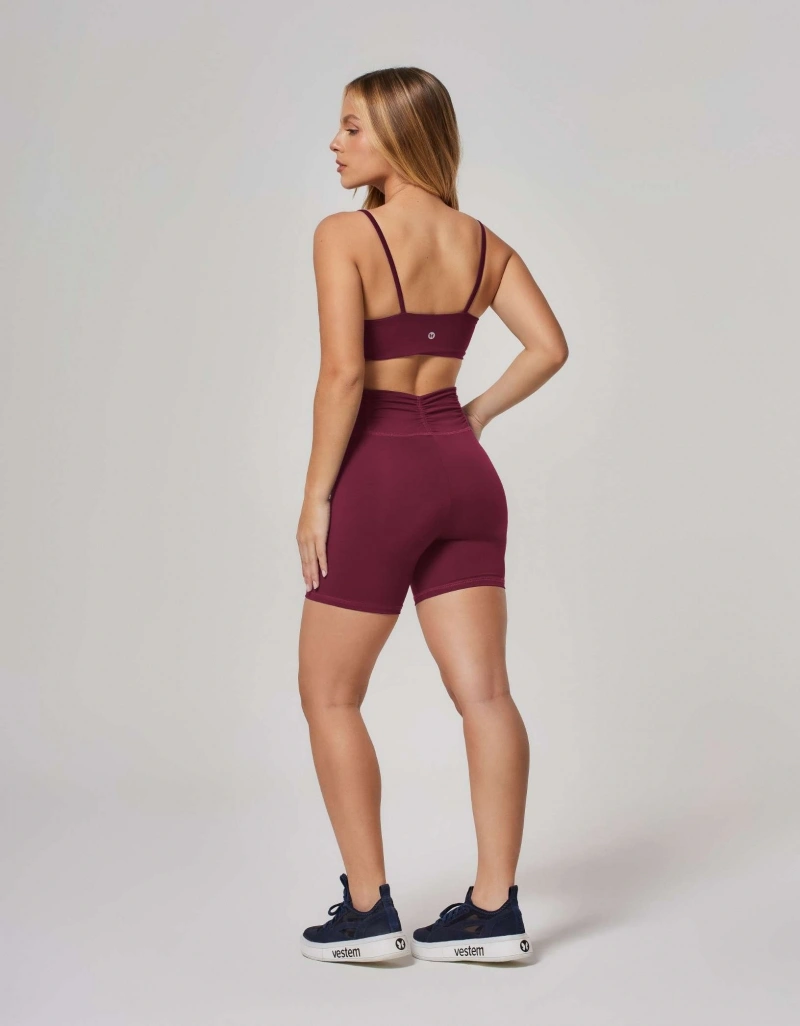 Vestem - Wine Red Ruffled Waistband Shorts - SH18.ESS.C0667