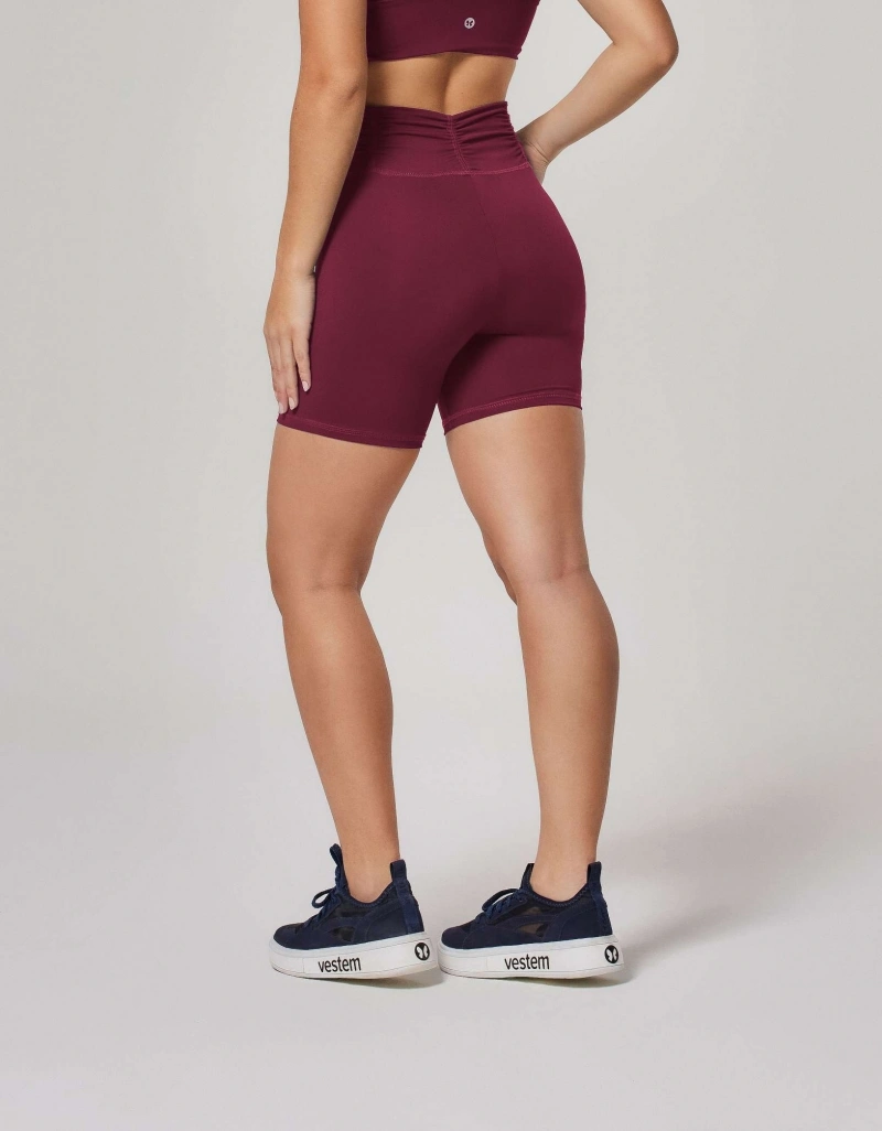 Vestem - Wine Red Ruffled Waistband Shorts - SH18.ESS.C0667