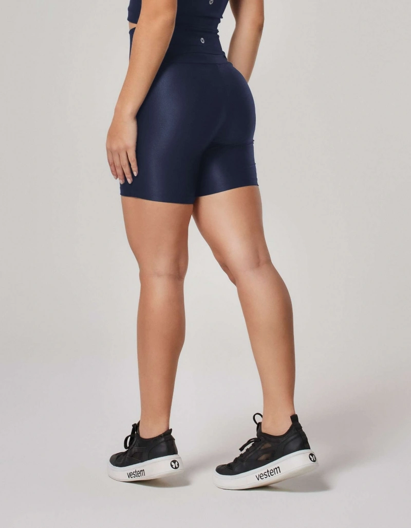 Vestem - Dark Navy Shine Shorts with Pockets - SH730.ESS.C0173