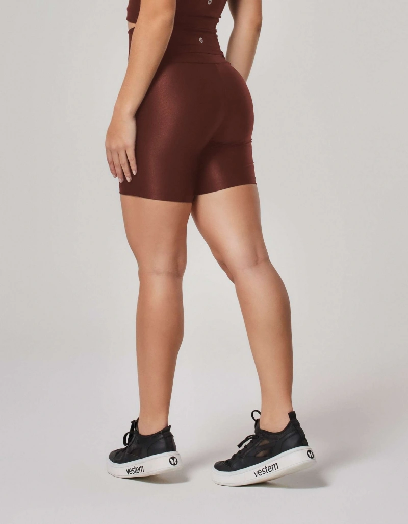 Vestem - Sepia Brown Shine Shorts with Pockets - SH730.ESS.C0697