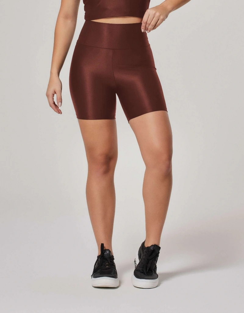 Vestem - Sepia Brown Shine Shorts with Pockets - SH730.ESS.C0697