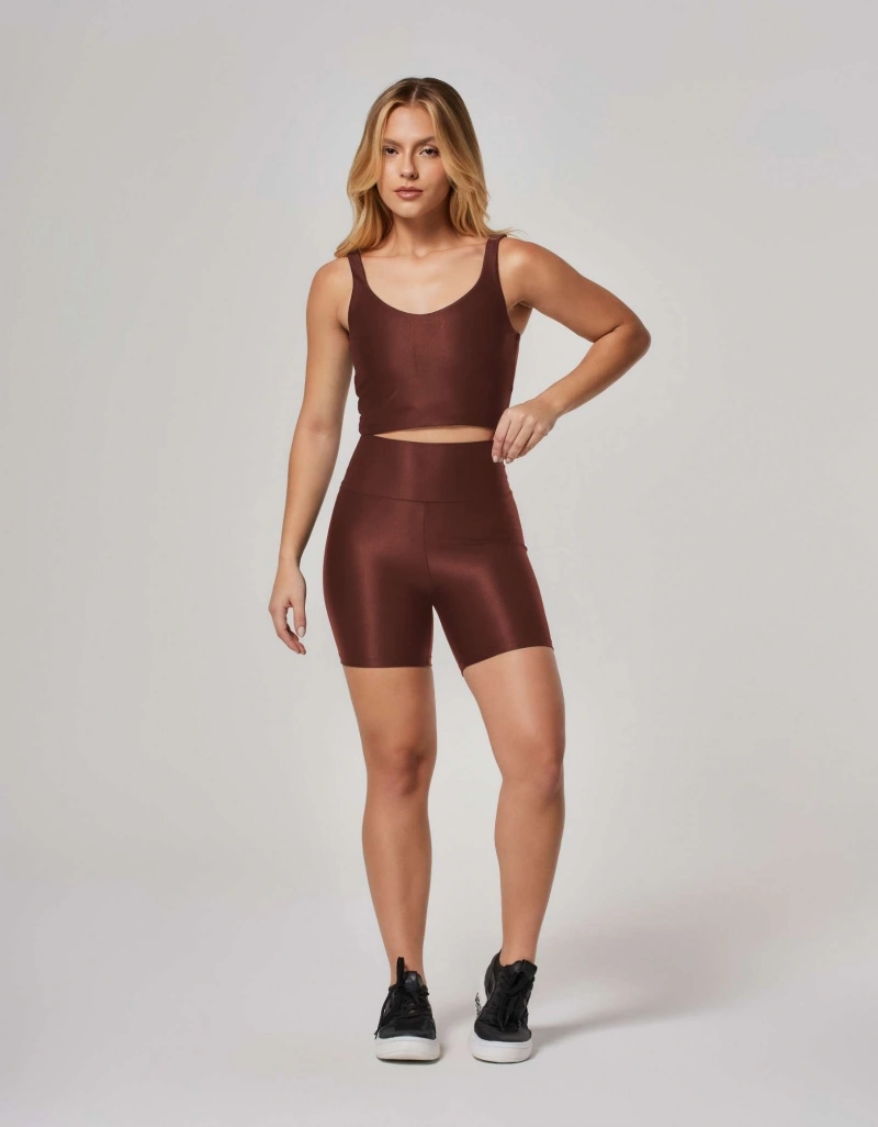 Vestem - Sepia Brown Shine Shorts with Pockets - SH730.ESS.C0697